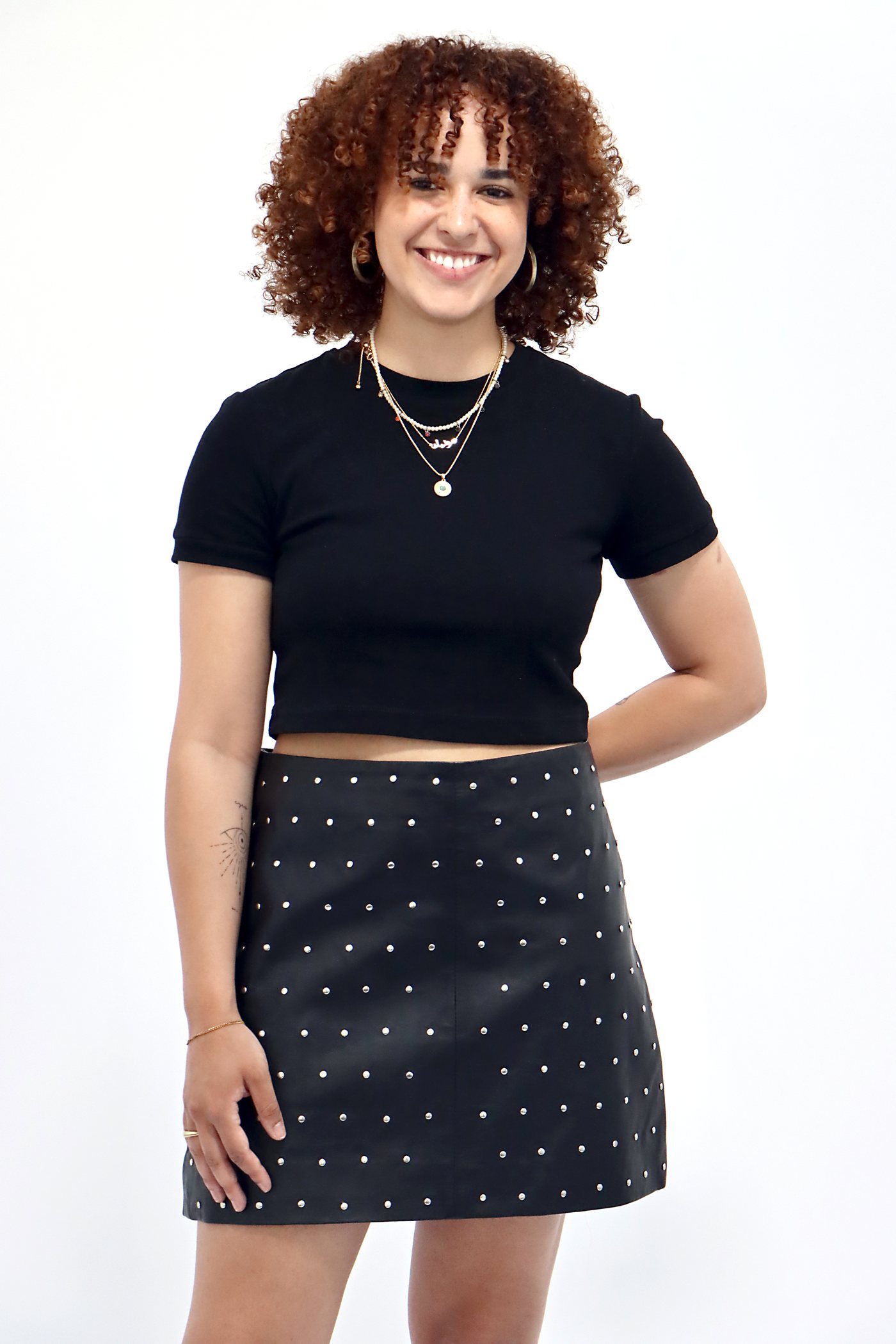 ZAAM Leather Studded Skirt